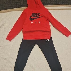 Nike Air Red Hoodie and Black Joggers